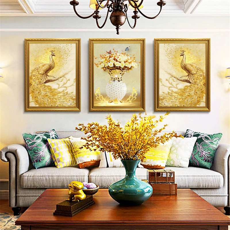 Холст с изображением американской желтой птицы в стиле ретро фон для комнаты