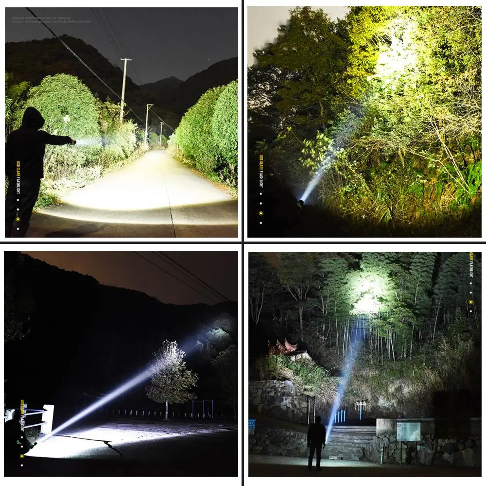 

Powerful LED Flashlight Use XHP 70/XHP 50 Lamp Beads 5 Lighting Mode Supports Zoom Lighting distance is greater than 500M