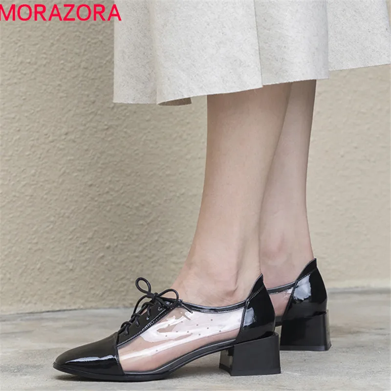 MORAZORA/2019 г. горячая распродажа Женские туфли лодочки на шнуровке летняя и весенняя