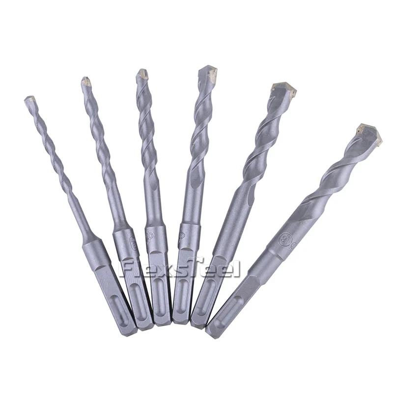 

Flexsteel 6 Pieces 6-16MM Electric Coldless Impact Fast Spiral Rotary Masonry Hammer Drill Bits Set Carbide Tip Square Shank