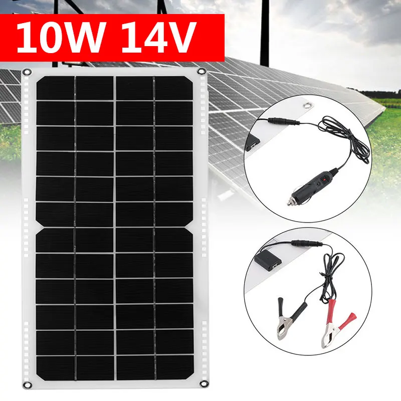 2V 10W Solar Panel PolyCrystalline Cells DIY Module Epoxy Resin With Block Diode 2 Alligator Clips 4m Cable | Обустройство дома