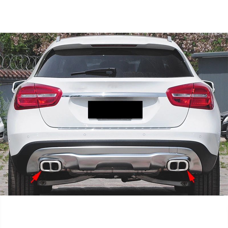 2x Chrome Stainless Steel Rear cylinder exhaust pipe Cover Trim For Mercedes-Benz GLA Class X156 2015-2017 | Автомобили и
