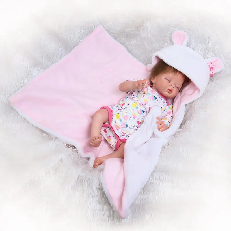 

Real Girl doll reborn 22"55cm half body silicone reborn dolls for children bebe gift reborn bonecas rooted eyelash