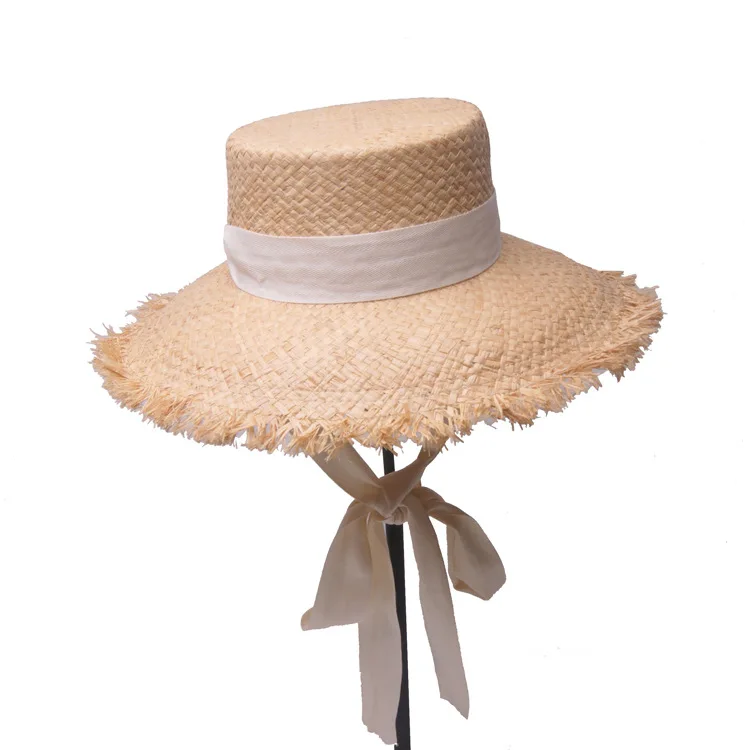 Оптовая продажа 6 шт Новые плоские верхние натуральные соломенные шляпы из