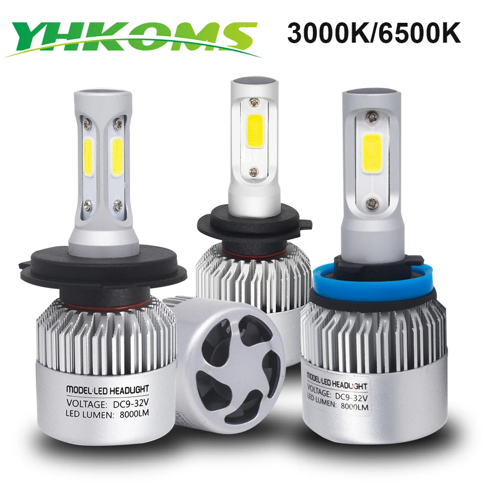 YHKOMS 6500K 3000K H4 H7 H11 H1 H3 H8 H9 H16 9005 9006 880 5202 H13 светодиодная белая желтая Светодиодная