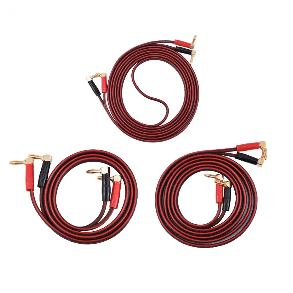 Цвета: черный красный Hi Fi Чистый медный кабель для динамика под прямым углом л Тип