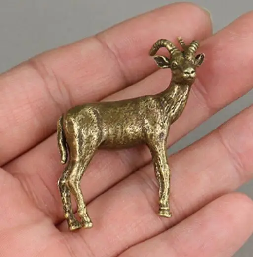 

China's archaize pure brass goat small statue