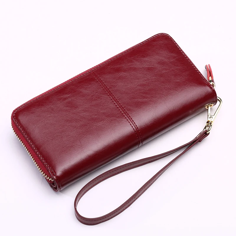 Распродажа большие женские кошельки из воловьей кожи модные длинные однотонные