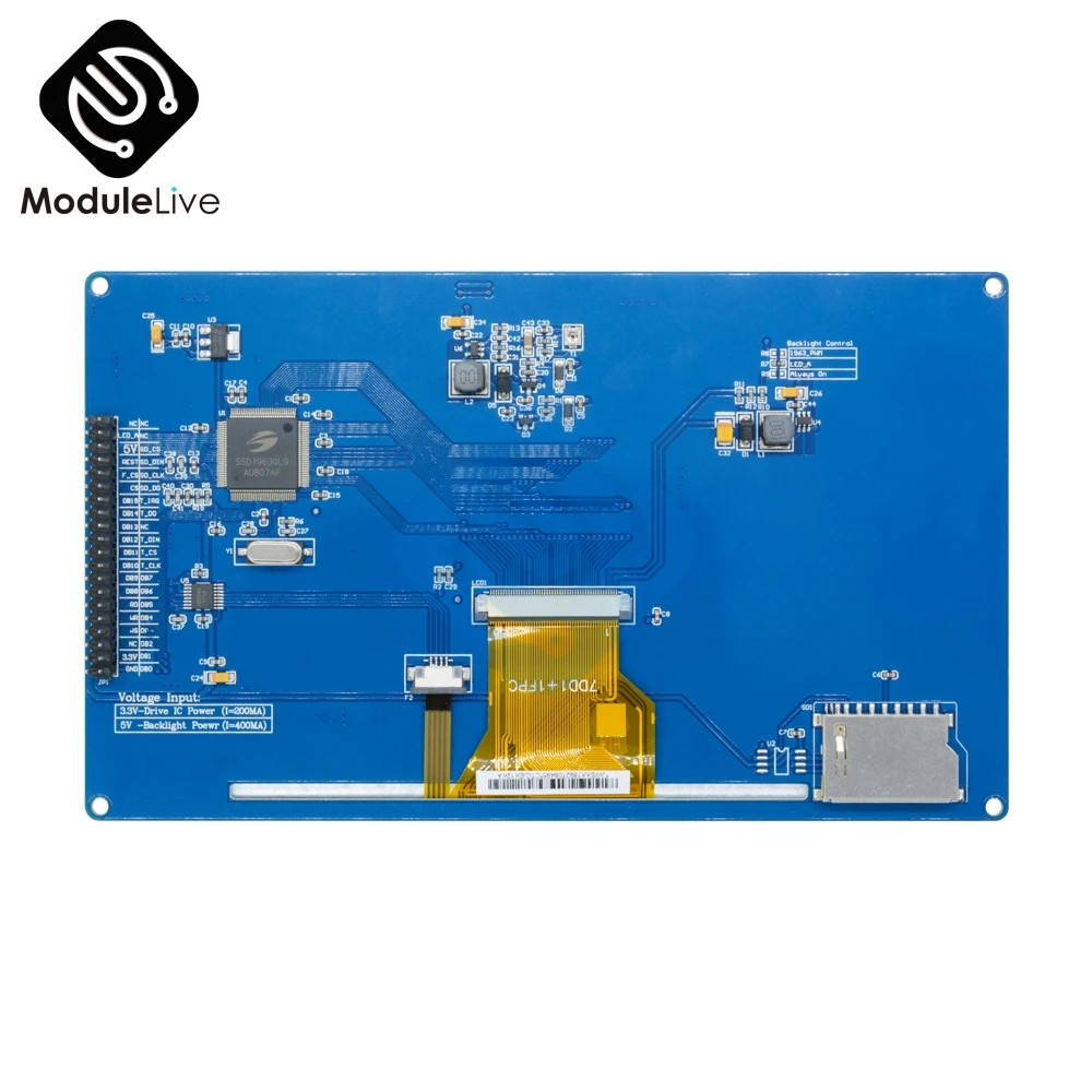 Большой 7 дюймовый TFT ЖК экран 800x480 SSD1963 сенсорный ШИМ AVR пк модуль контроллера для