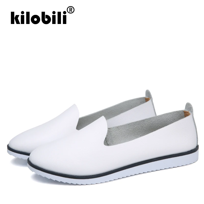 Kilobili/2018 г. Осенняя женская обувь на плоской подошве кроссовки из натуральной кожи