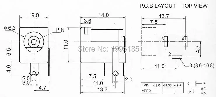20 шт. горячая Распродажа высокое качество Φ черно-белый разъем питания