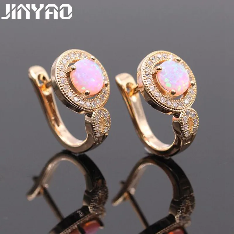 JINYAO красивые серьги с огненным опалом 925 Серебряные иглы и кубическим цирконием
