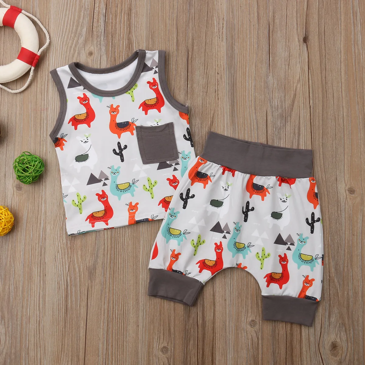 2 шт. одежда для малышей комплект одежды мальчиков с рисунком животного жилет топ