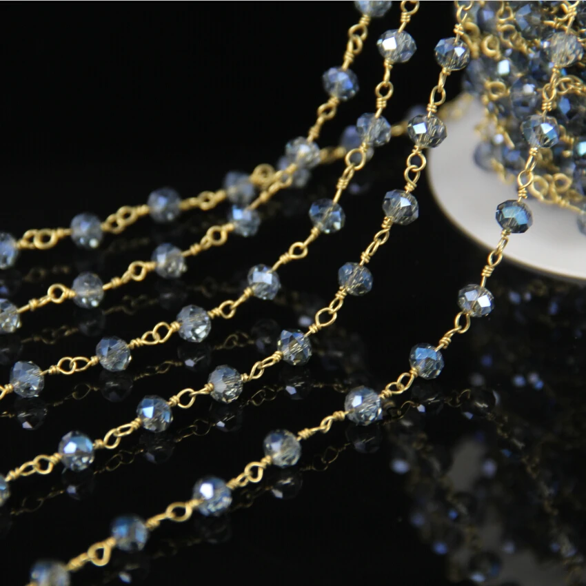 Ожерелье цепочка из бисера с гранями 4 Х6 бусин|jewelry finding|beaded rosary chainbead chain |