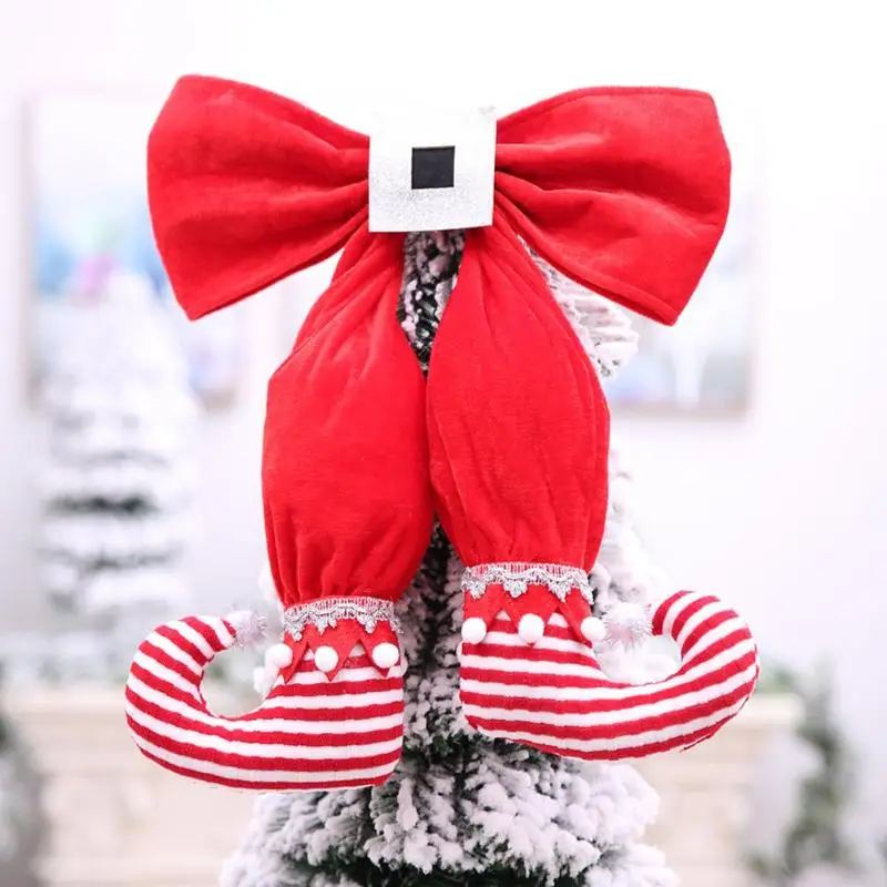 ChristmasTree Топ украшения плюшевый эльф сапоги с бантом висит для Новый год PartyScenes
