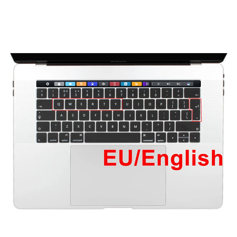 Чехол для клавиатуры из силикона для MacBook Pro 13 15 / Touch Bar A1706 A1707 A1989 A1990 - Цвет: EU English