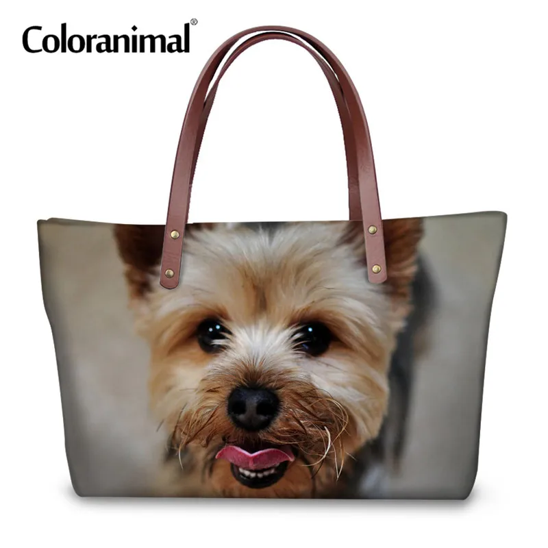 HM3065AL Coloranimal Women's Big Tote Bag Shoulder Bag for Ladies Female Shopper Bag Funny Pet 3D Dog Yorkshire Terrier Print Hand Bag - Цвет: HM3065AL
