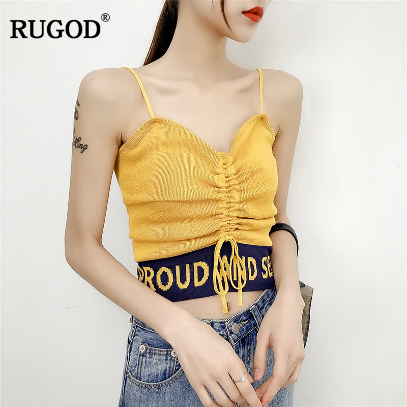 RUGOD 2019 новые летние женские массивные буквы трикотажные короткие сексуальные camis