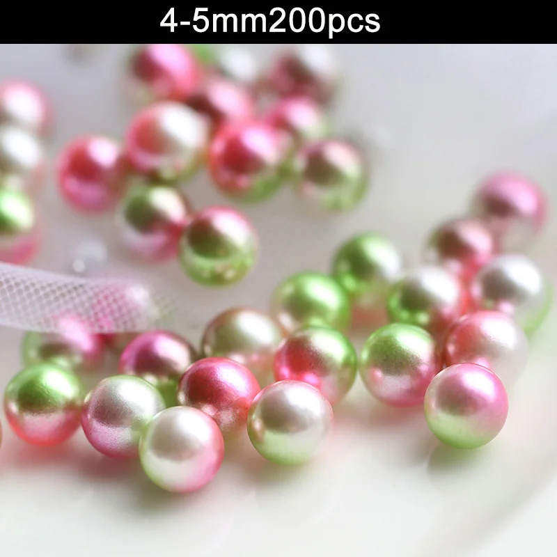 4-5mm 200pcs Разноцветные Круглые бусины с имитацией жемчуга без отверстий для рукоделия для женщин LBShipping - Color: 4-5mm 200pcs