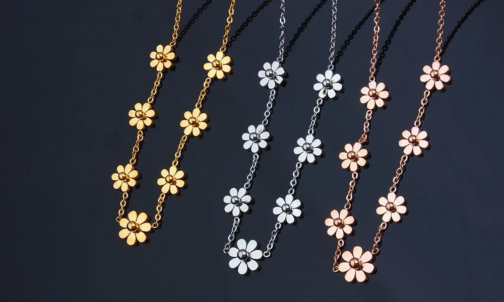 ZUUZ ожерелья и подвески jewelry интимные аксессуары цепь из розового золота серебро для женщин нержавеющая сталь длинный Цветок femme украшения
