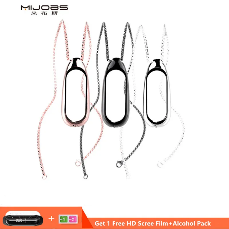 Mijobs для Xiaomi Band 3 версия металлический чехол ожерелье украшение Mi Подвеска
