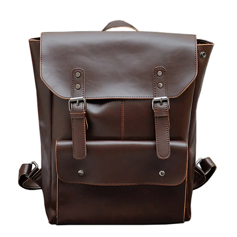 

New Multifunction Men Backpack Crazy Horse Leather Men School Bag Vintage Backpack for Teenage Boys Schoolbag Laptop Travel Bag