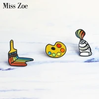 painting tools enamel pin paint pigment palette brush pin brooches for shirt coat lapel pin buckle badge gift for friends kids