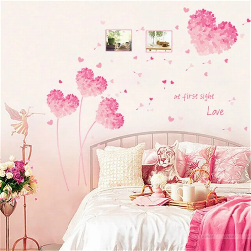 Любовь Сердце цветок DIY Виниловая наклейка для спальни гостиной домашний декор