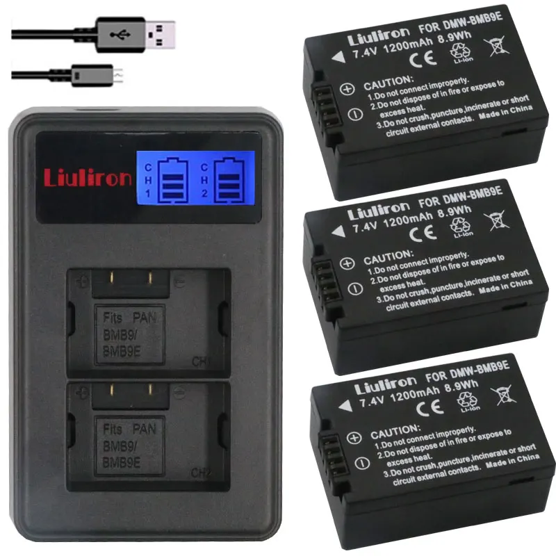 4 шт. DMW-BMB9 DMW-BMB9E DMW BMB9 батарея+ ЖК дисплей Dual USB зарядное устройство для Panasonic Lumix DMC FZ40K FZ45K FZ47K FZ48K FZ60 FZ70 FZ100