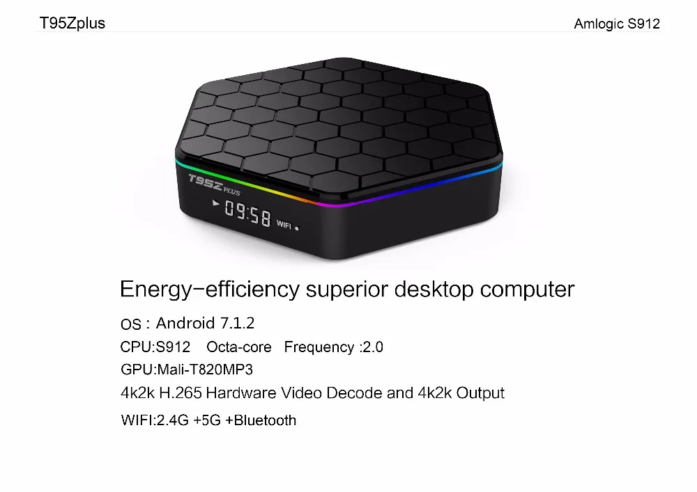 4K Ott Box T95Z Plus Amlogic S912 Octa core 2G 16G 3G 32G Smart Android 7 1 TV Dual Wifi Bluetooth 4 0 ТВ приставка PK