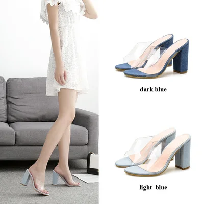 Summer hot fashion wild retro ladies sandals and slippers fish mouth transparent thick with Japanese high heels | Обувь