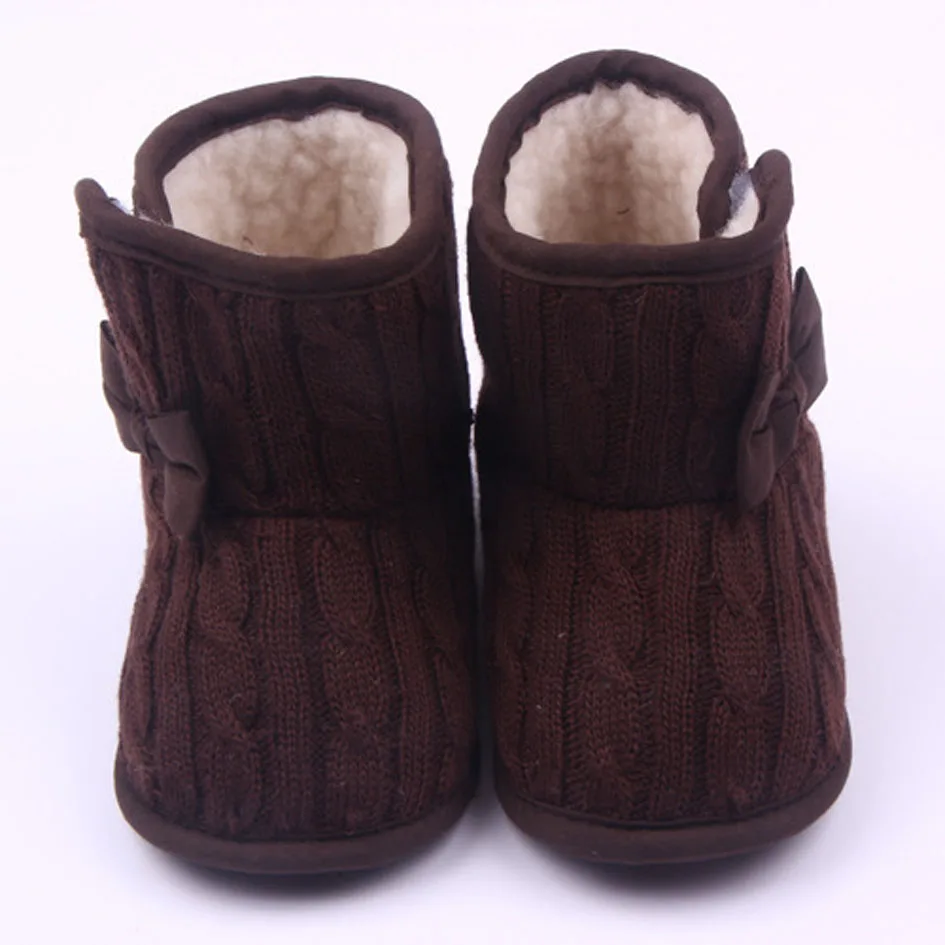 2017 Осень Зима Новорожденных Девочек Снег Сапоги Вязаные Baby Shoes мягкой Подошвой