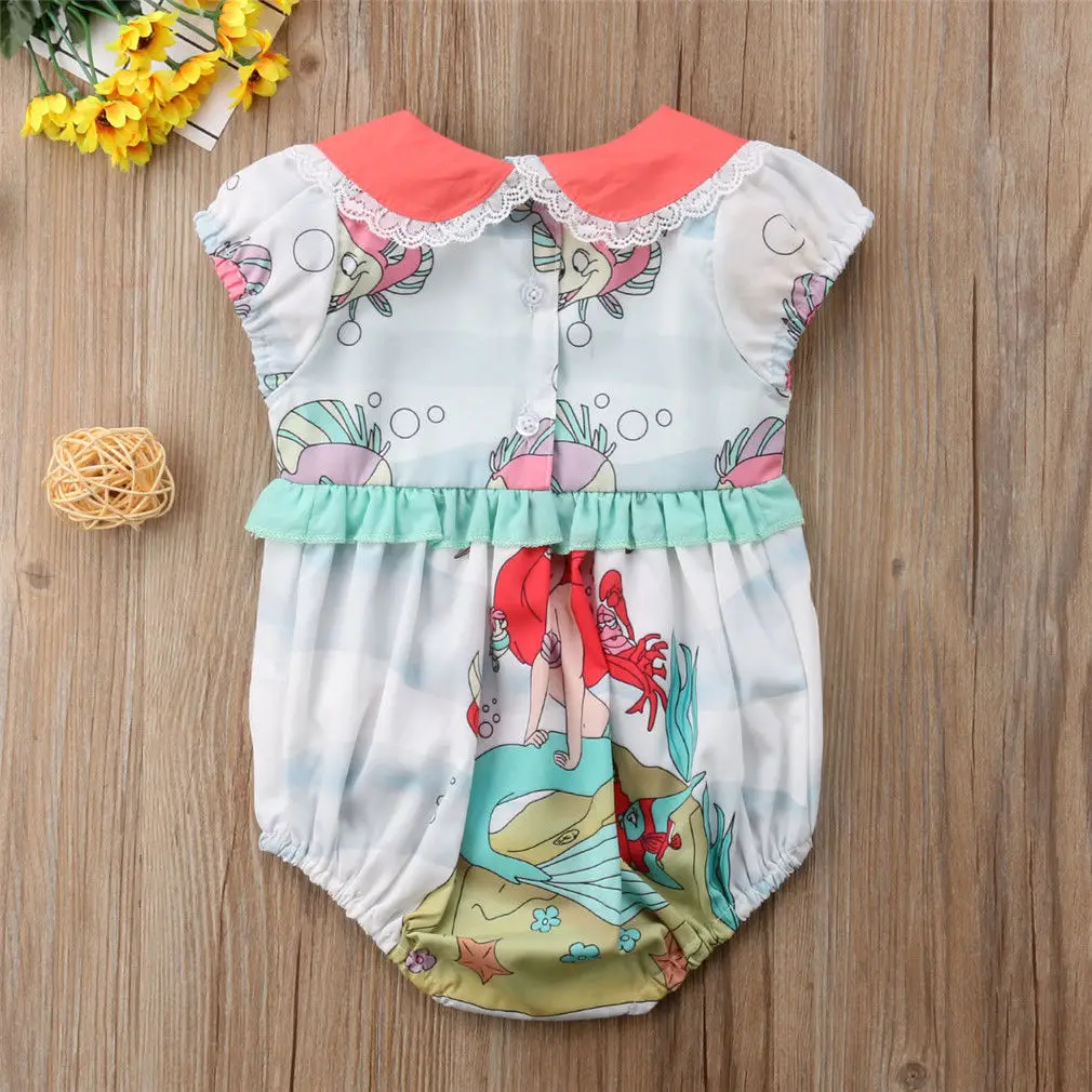 

Cute Baby Girls Cartoon Mermaid Bodysuit