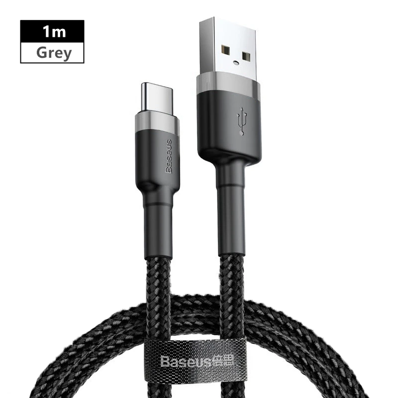 1m Grey Baseus usb type-C кабель для зарядки для samsung S9 S10 мобильный телефон Быстрая зарядка type-C зарядка USB провод для Xiaomi Redmi шнур для передачи данных - Название цвета: 1m Grey
