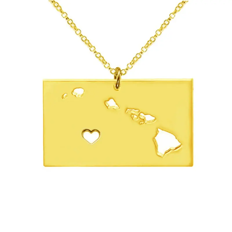 Ожерелье с подвеской в виде карты Гавайского штата из нержавеющей стали 304 12