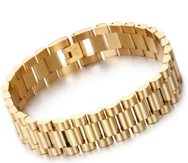 Браслет-цепочка из нержавеющей стали золотого цвета 15 мм 8 66 дюйма | Украшения и