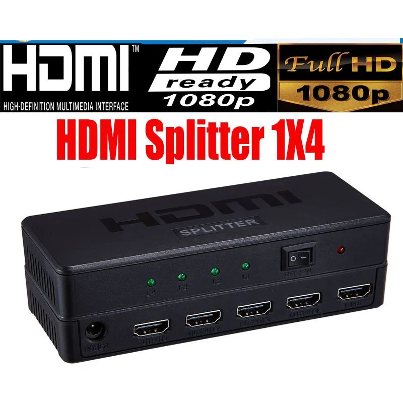 Full HD HDMI Splitter 1x4 4 Порты и разъёмы концентратор ретранслятор Усилители домашние V1.4