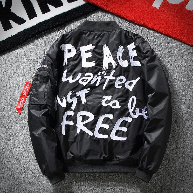 MANVALUE Men's Ma1 Air Force Pilot Suits Male Japanese Style High Street Letter Embroidery Young Man Cotton Padded Jackets | Мужская