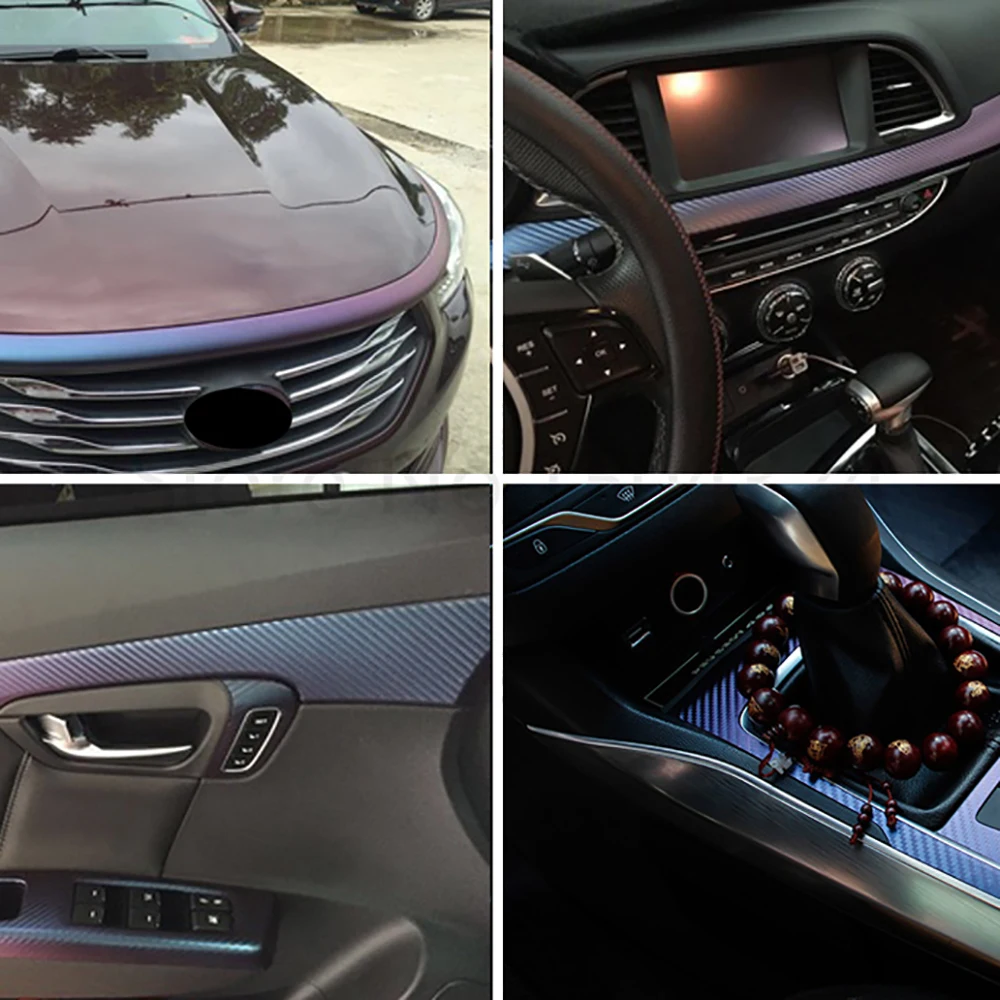 Виниловая 3d пленка Хамелеон 50x200 см из углеродного волокна внутренняя и внешняя