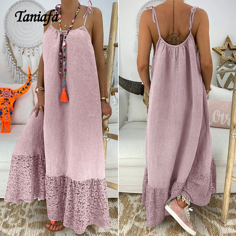 2019 новые модные женские камзол Длинные платья летние свободные пляжные вечерние