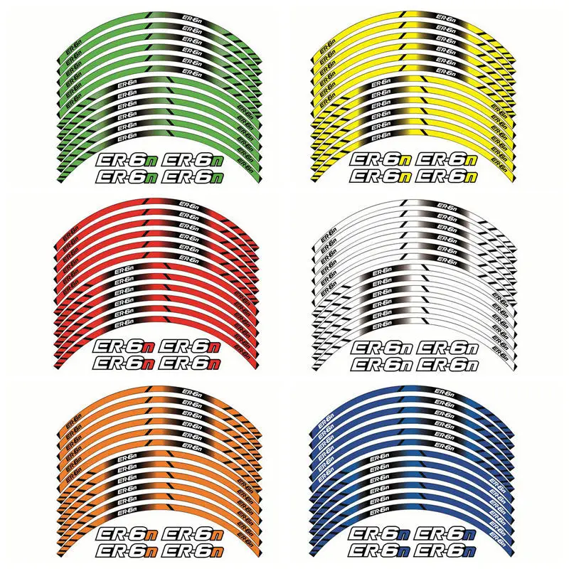 Motorcycle Wheel Decals Stickers Set Rim Stripes Laminated For Kawasaki ER-6N | Автомобили и мотоциклы
