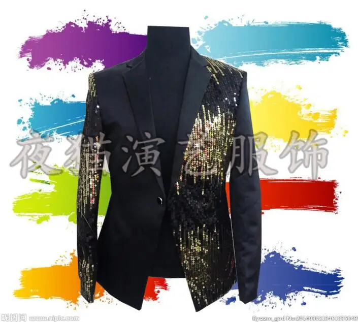 men suits designs masculino homme terno stage costumes for singers men sequin blazer dance clothes jacket style dress punk black