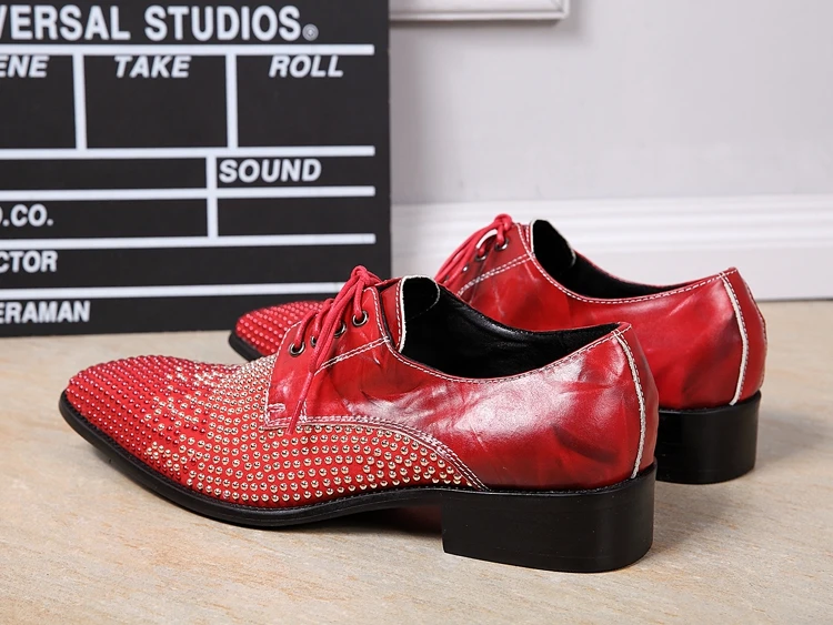 Лидер продаж мужские оксфорды из натуральной кожи Цвет черный красный туфли на