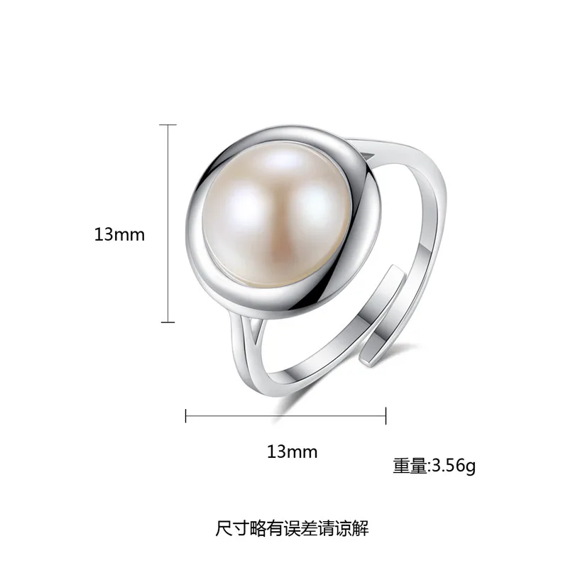2018 New Real 100% 925 Sterling Silver Freshwater Pearl Female Rings for Women Engagement Jewelry Adjustable Ring | Украшения и