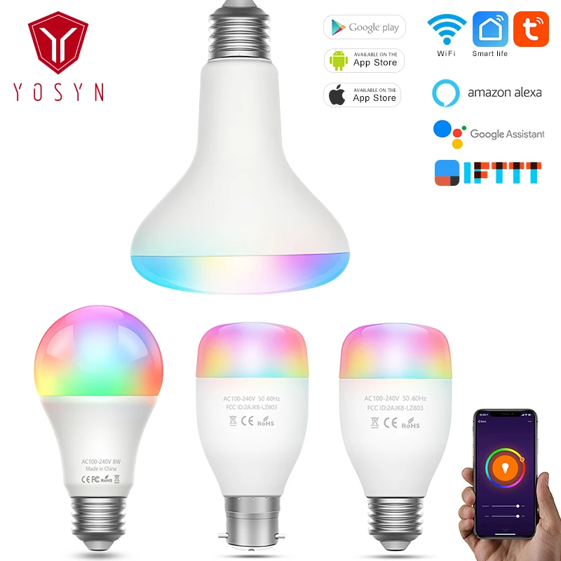 YOSYN умный светодиодный лампы 7 Вт 8 13 RGB пульт дистанционного управления