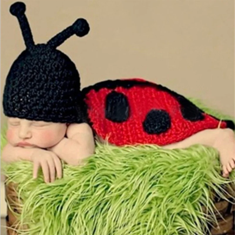 Newborn props ladybug costume baby fotografie crochet toddler blanket new born photo shooting photography accessories | Детская одежда