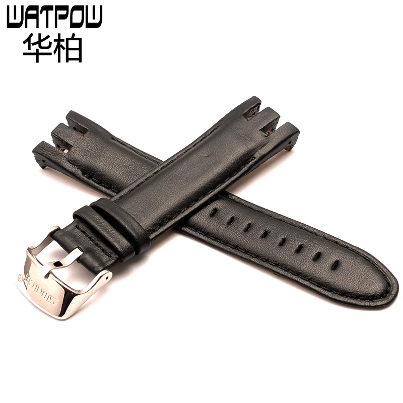 21 мм черный коричневый кожаный ремешок для часов Swatch YRS403 401 402G 412 413 418 406G 007 мужчин и