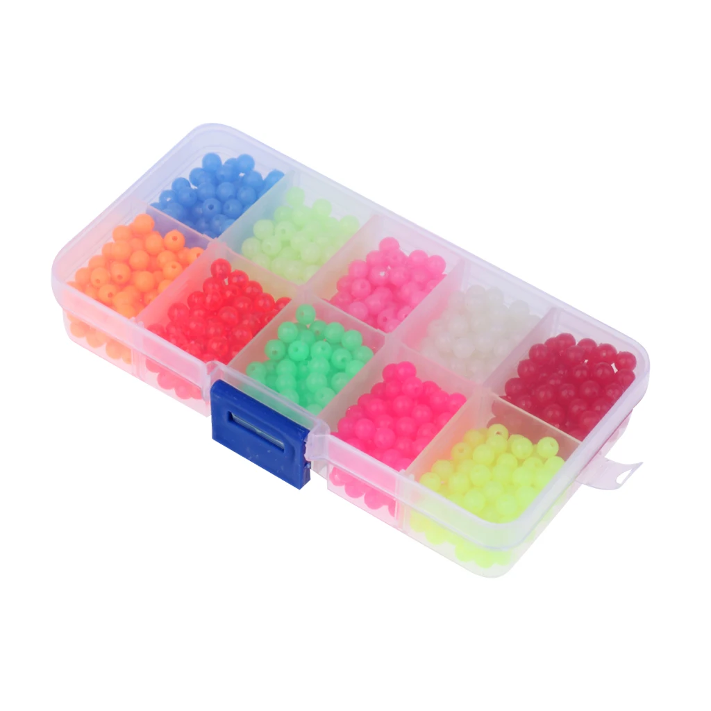 1000 Pieces Luminous Fishing Beads Lure Night Glow Beads Fishing Beads Kit Fishing Tackle Tools for Stream Pool Lake River