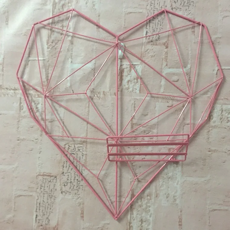 Pink Frame DIY железная сетка мульти-рамка настенная декоративная Любовь Сердце металлическая настенная сетка сетки подвесные креативные фото полка для хранения памятки доска - Цвет: Pink Frame