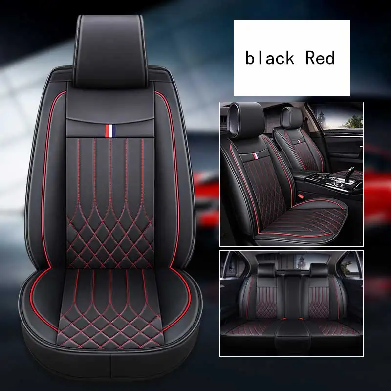 Black Red Кожаные чехлы для сидений автомобиля накидка для сиденья протектор для Mercedes Benz w166 w201 w202 t202 w203 t203 w204 w205 t210 w211 t211 - Название цвета: Black Red